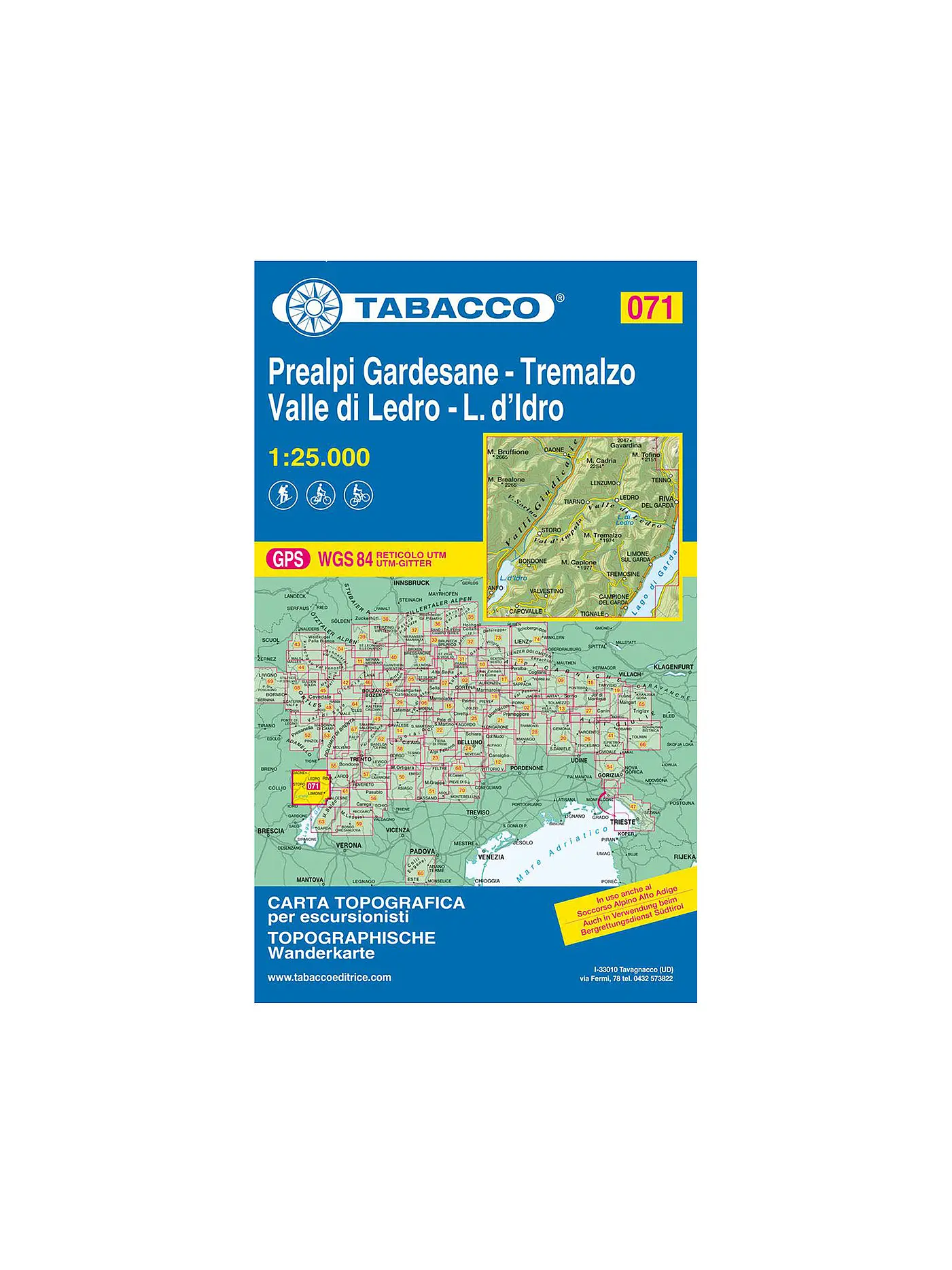 TABACCO | Wanderkarte - Prealpi Gardesane, Tremalzo, Valle di Ledro, Lago d'Idro 1:25.000 | 